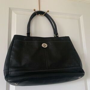 Coach laptop tote Black Leather Handbag